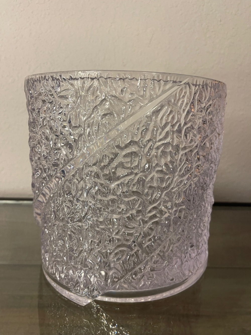 Mid-Century Modern Lucite Ice Bucket Iceberg Texture Finish
